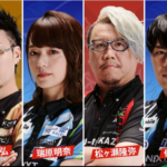MトーナメントFINAL ステージ B卓1回戦。松本プロが盤石のトップ。倍満自摸をきめた松ヶ瀬プロが2着に