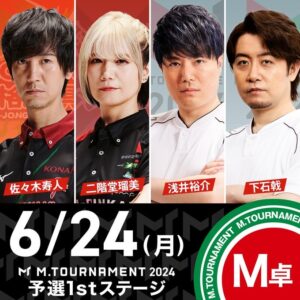 Mトーナメント1stステージM卓1回戦。魔王降臨!卓上を破壊尽くす圧倒的な攻撃力。2位は下石プロ